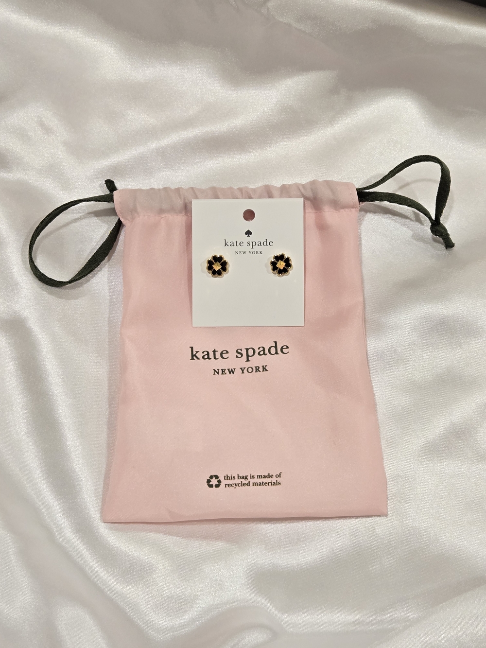 kate spade NWT Black and Gold Flower Stud Earrings